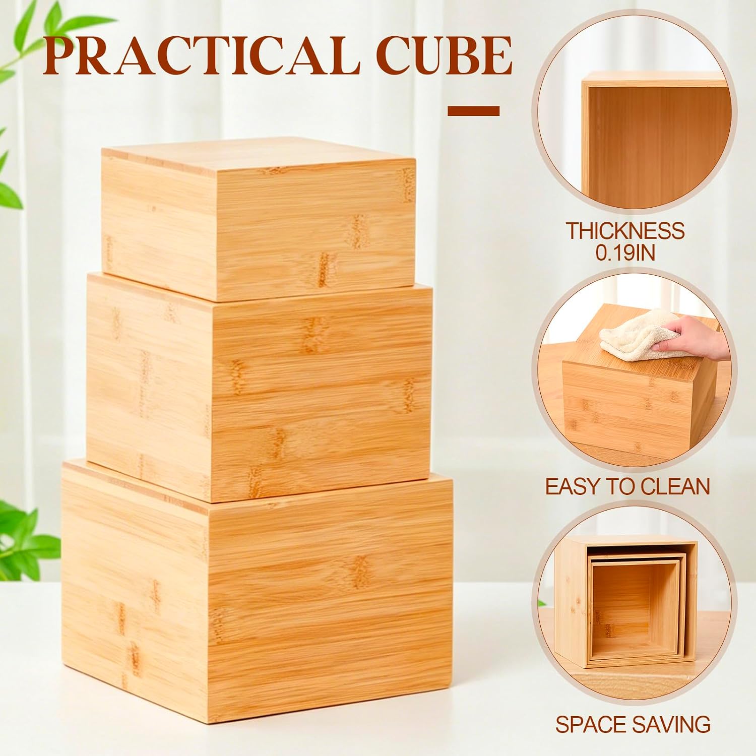 Cake Display Stand Cube Box / 6'' 7'' 8 / Beige / Set of 3