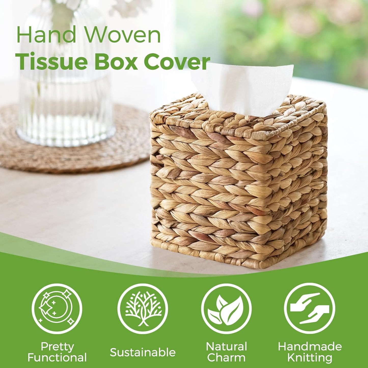 Wicker Tissue Box Cover / Square / Set of 4
