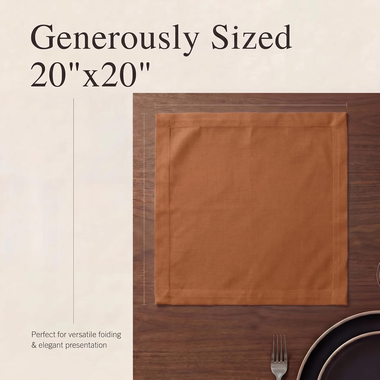 Urban Villa Cloth Napkins Cotton 20x20 (Set of 12) Rust