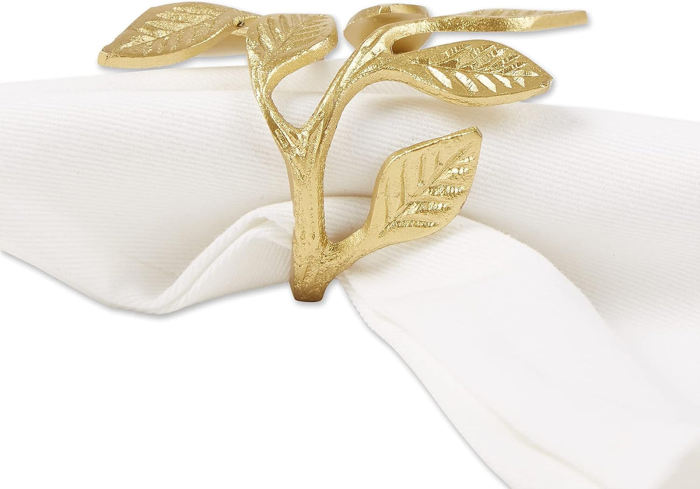DII Christmas Thanksgiving Holiday Tabletop Décor Collection Decorative Napkin Ring Holder Set, 2.25" Diameter, Gold