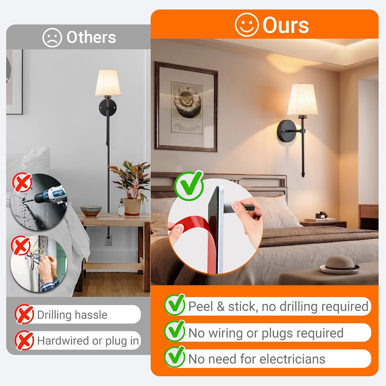 Battery Operated Wall Sconce Set Of Two with Remote Control, Indoor Not Hardwired Dimmable Battery Operated Wall Sconce