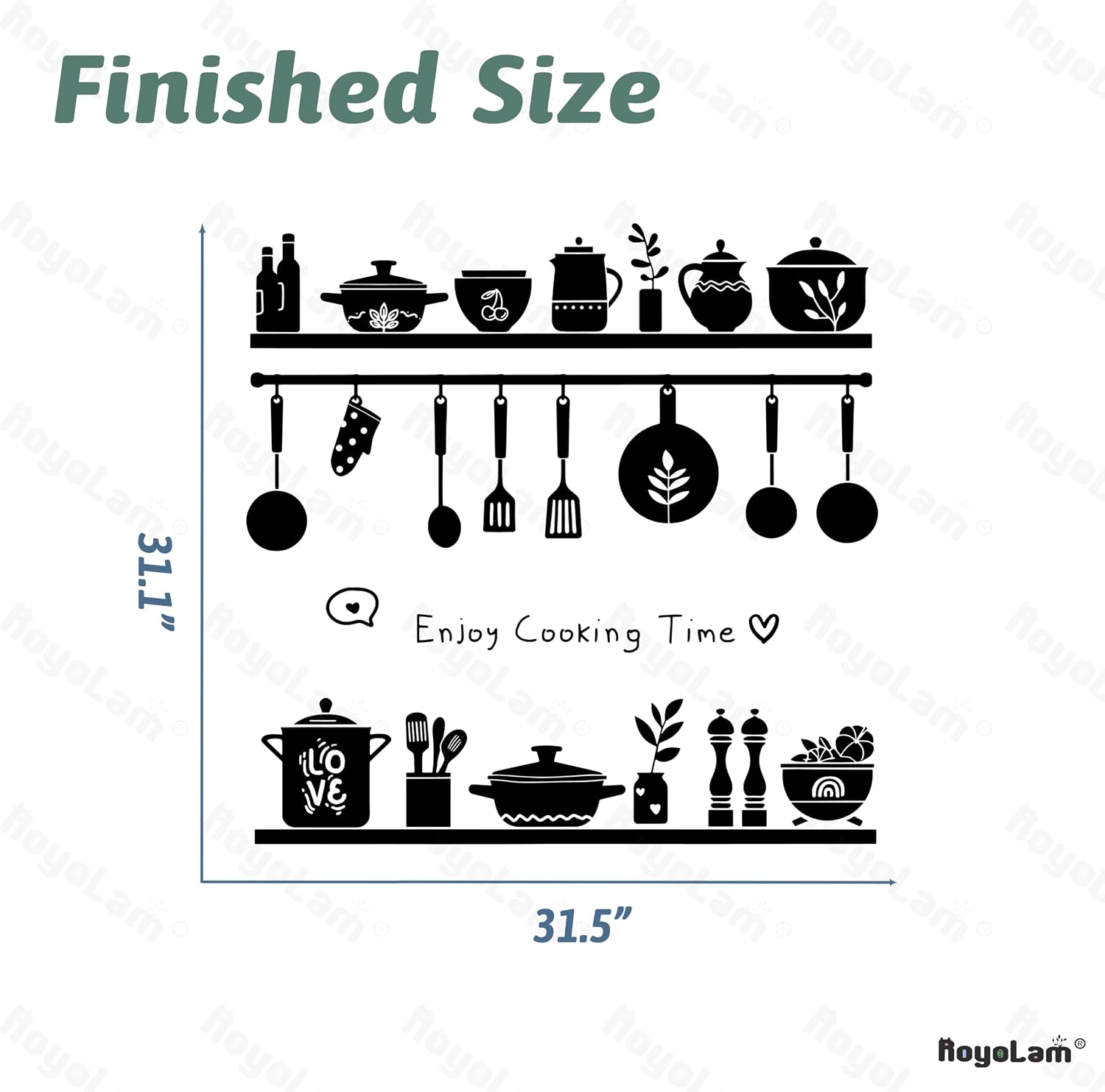 Kitchen Wall Stickers Silhouette Kitchen Tools and Pots On A Shelf Dining Room Wall Decals Removable