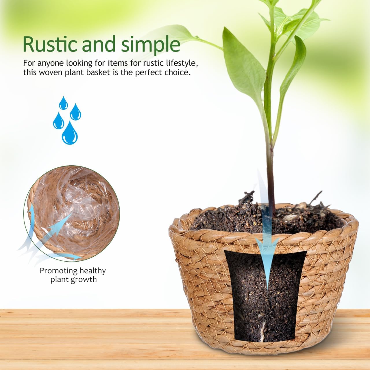Wicker Planter / Hand-Woven Planter Basket