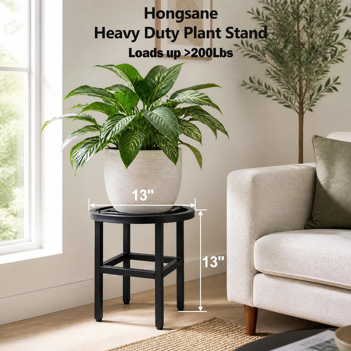 Metal Heavy Duty Plant Stand Indoor Outdoor,13" Round Plant Stands Riser, Wrought Iron Pedestal Holders for Large