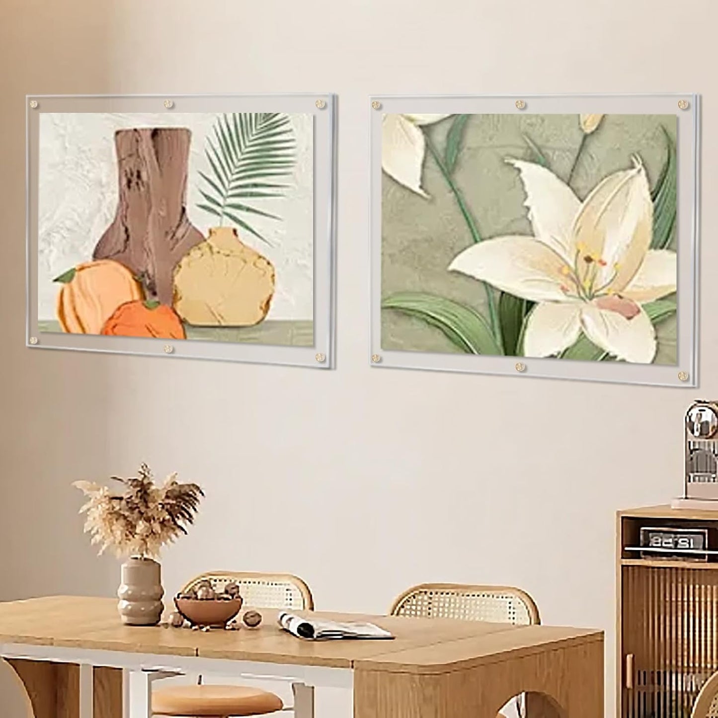 Kalami 16x20 Clear Acrylic Wall Mount Picture Frame Self Adhesive | No Drill Holes Floating Frameless Large Photo Frame