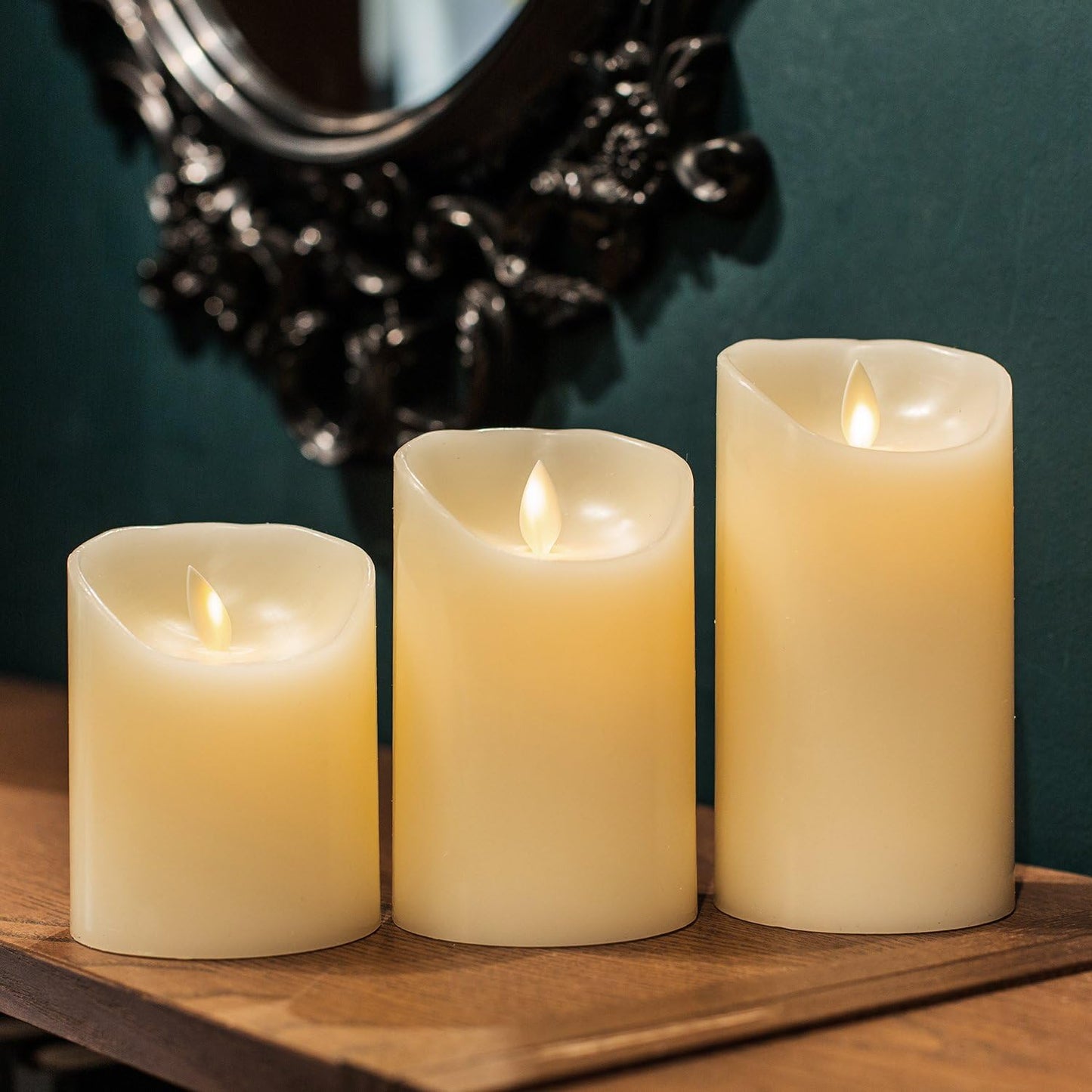 AKU TONPA Flameless Candles Battery Operated Pillar Real Wax Electric LED Flickering Candle Sets with Remote Control