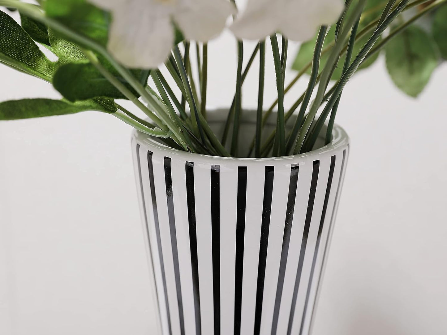 Flower vase Large and White Striped Geometric Ceramic Vase -Modern Vase Decoration. Home / Black