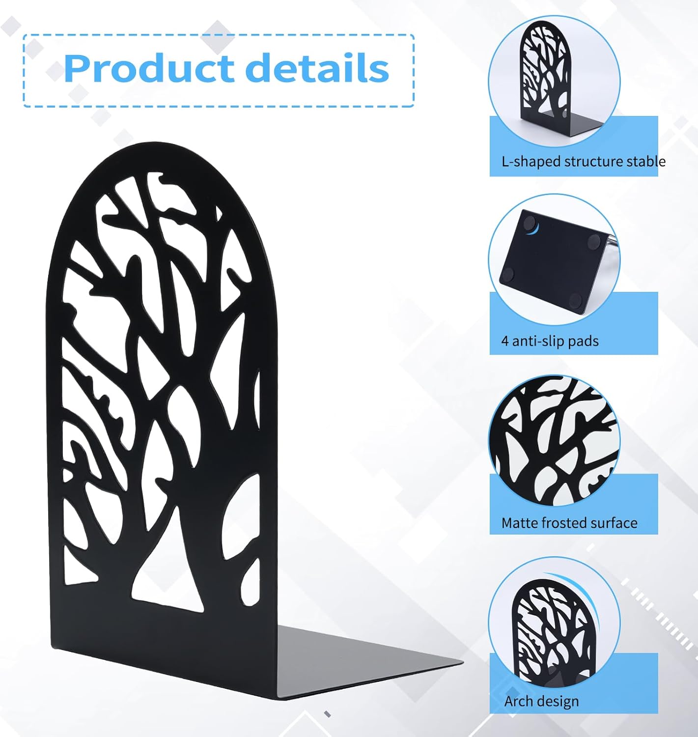 Metal Book Stoppers for Heavy / Black / Set of 10