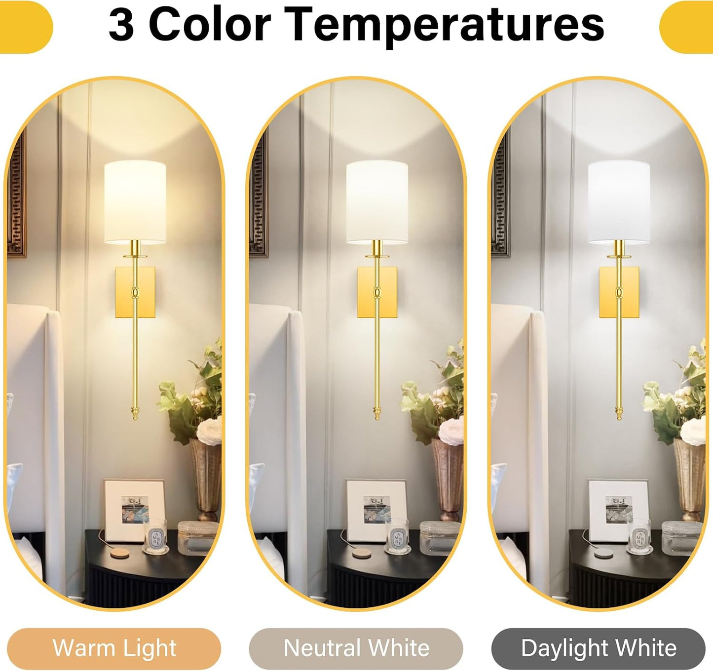 27 Inch Wall Sconces Battery Operated Set of 2, Rechargeable Wireless Wall Sconces Lights with Remote, Not Hardwired