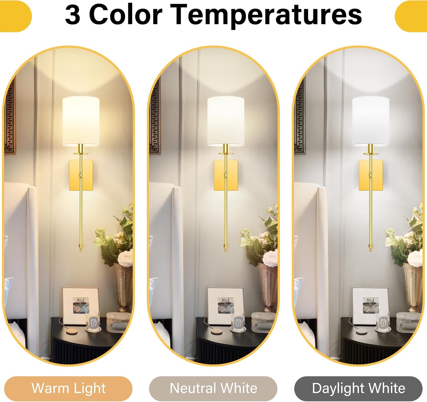 27 Inch Wall Sconces Battery Operated Set of 2, Rechargeable Wireless Wall Sconces Lights with Remote, Not Hardwired