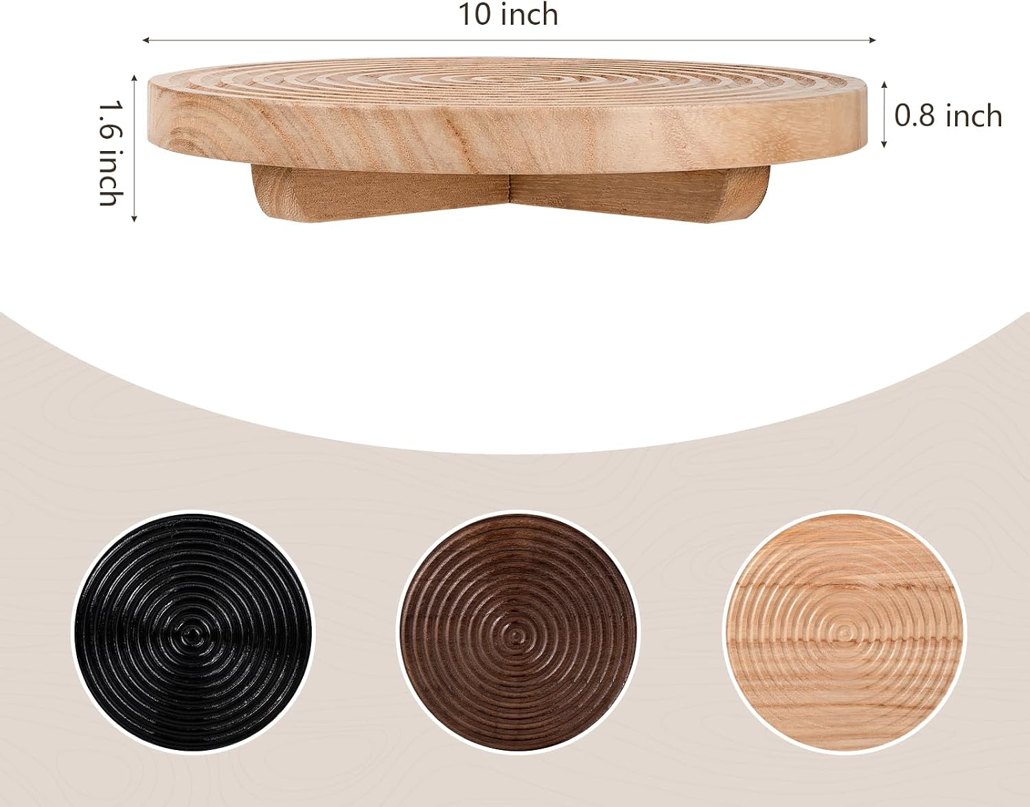Round Decorative Tray Farmhouse Bathroom Decor Wood Riser Kitchen Countertop / Burlywood / Set of 10
