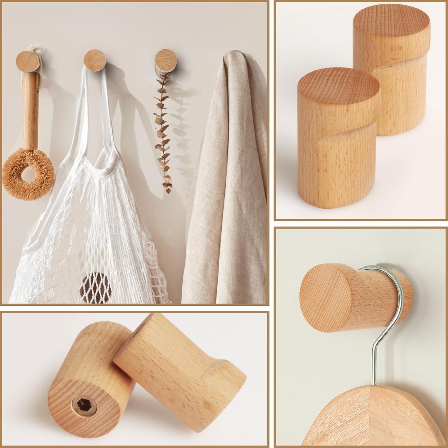 Wood Hooks Wooden Coat Hat Hooks Modern Home Decorative No Damage / Hoof-shaped / Natural / Set of 4