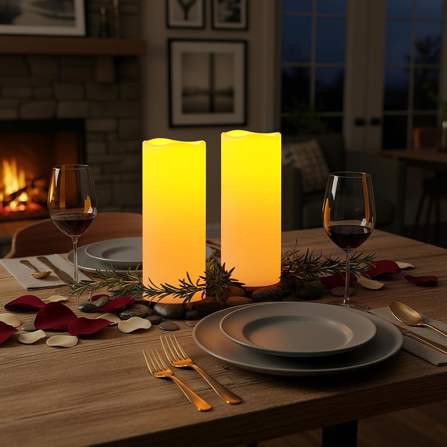 Amagic 10"x4" Large Waterproof Outdoor Flameless Candles with Remote Timer | Battery Operated Electric Fake Candle with