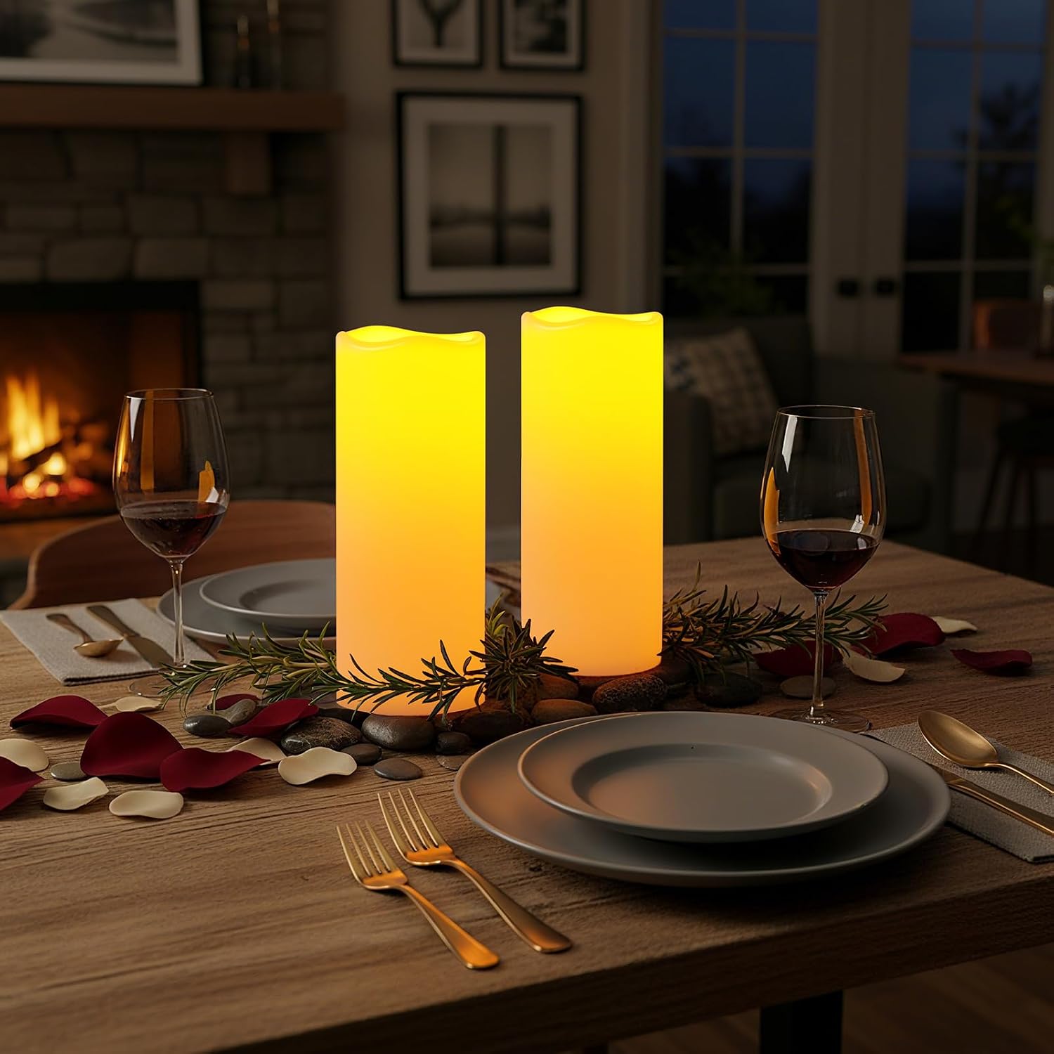 Amagic 10"x4" Large Waterproof Outdoor Flameless Candles with Remote Timer | Battery Operated Electric Fake Candle with