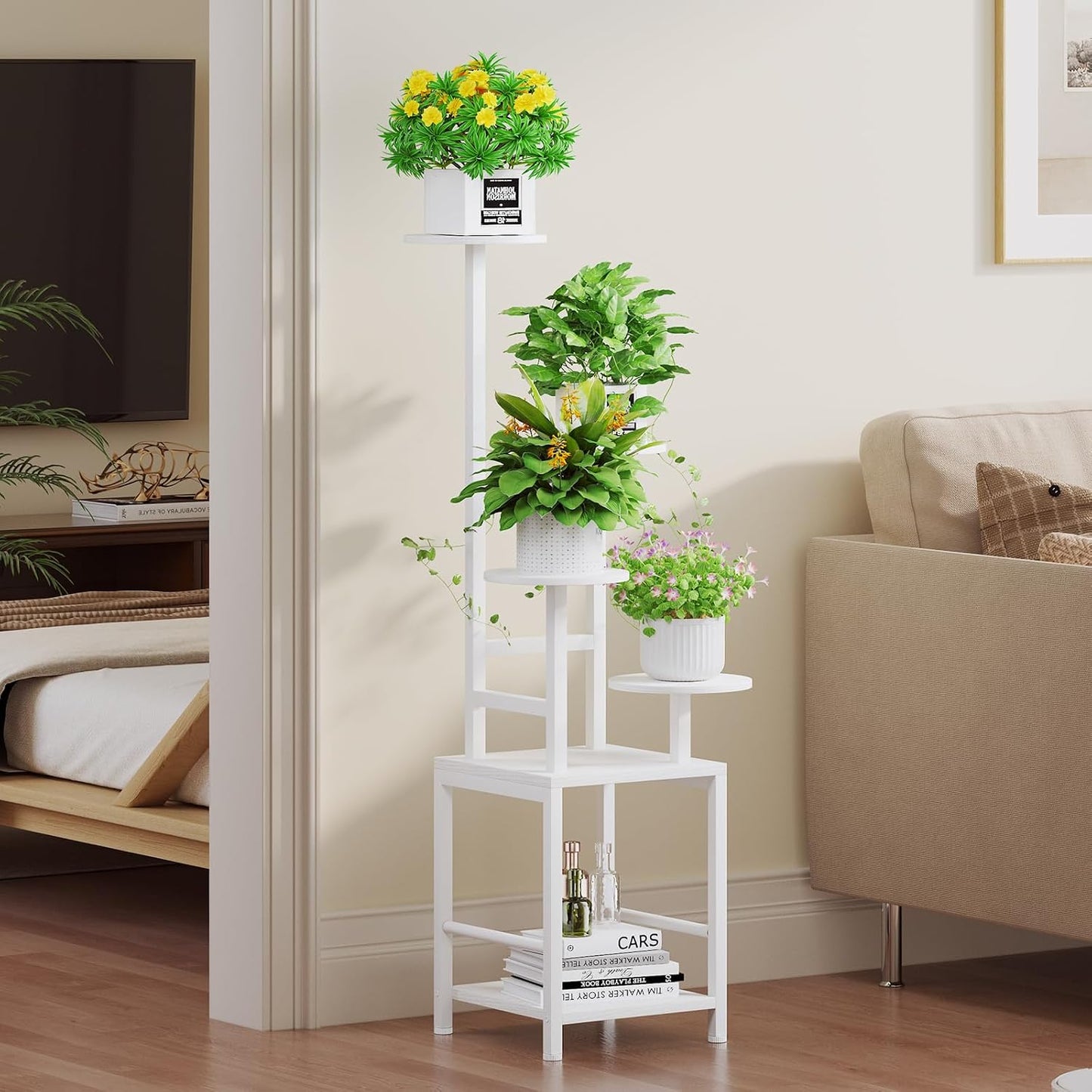 Plant Stand Indoor with Grow Light, 5-Tiered Tall Plant Stand Indoor, Metal Plant Shelf with Adjustable Light, Ideal