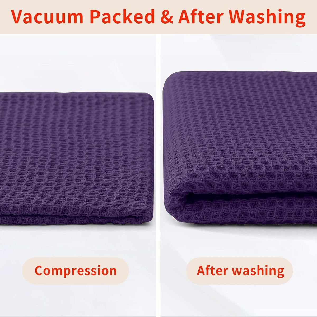 Homaxy 100% Cotton Waffle Weave Kitchen Dish Cloths 24-Pack, Eggplant | 12 x 12 Inches, Ultra Soft Absorbent Dish