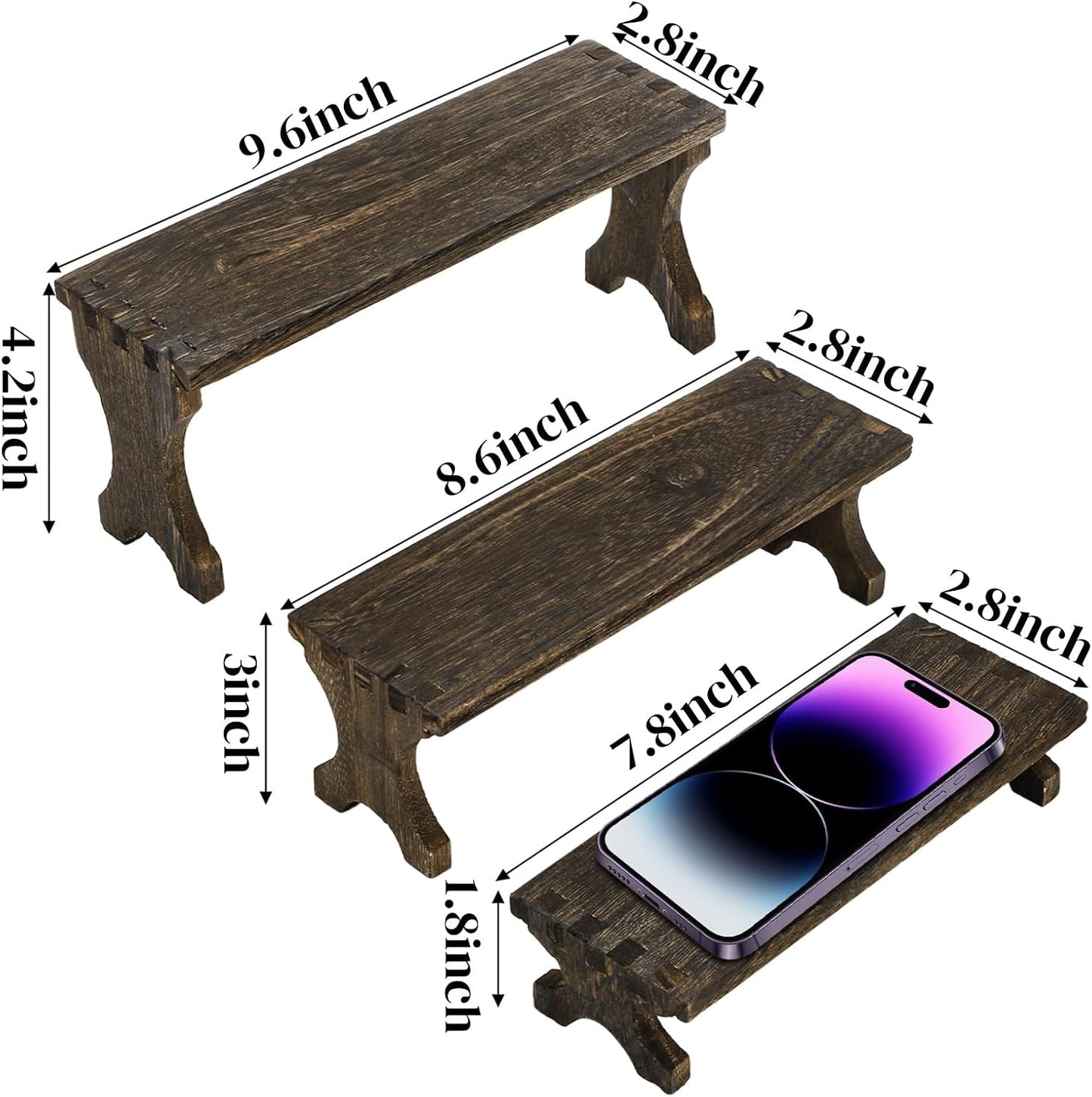 Wood Risers Display Stands / Set of 6