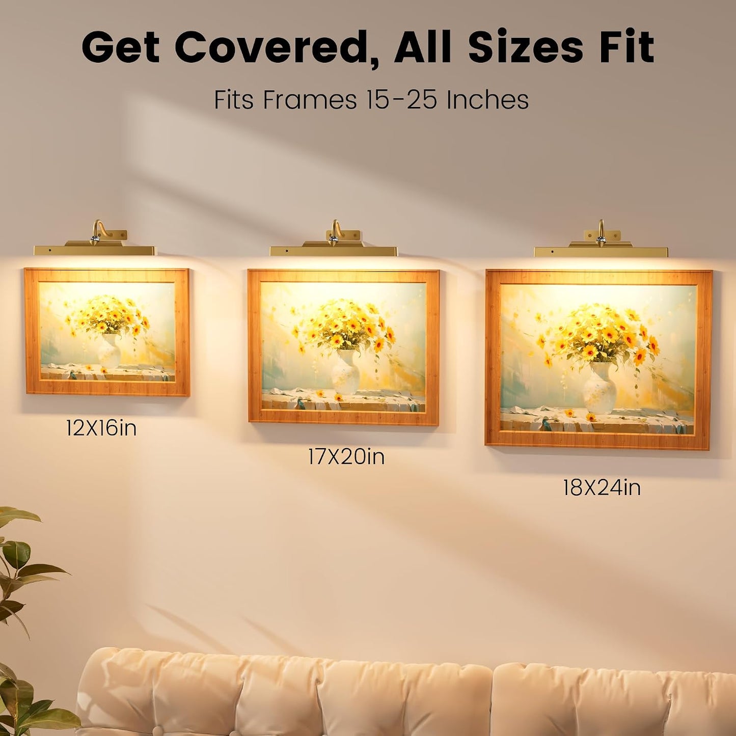 4 Pack Art Light Set, 12" Wireless Battery Picture Lighting, Remote Control Timer 3 Color Temps for Bedroom,Hallway