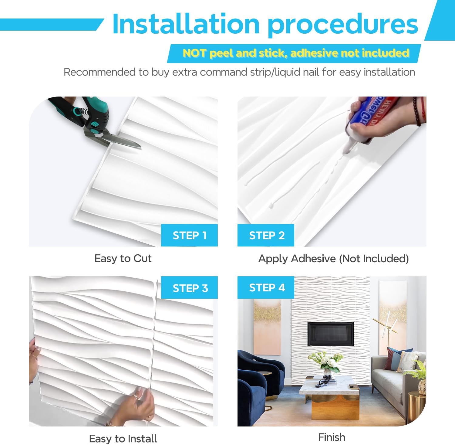 STICKGOO Wave Wall Panels for Interior Wall Decor, White 3D Wall Panels Accent Wall, Paintable 3D Wall Decor Covering