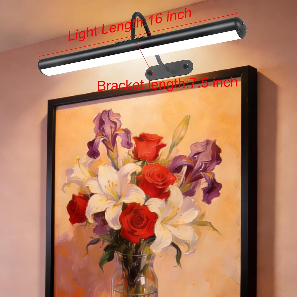 Set of 2 Picture Lights with Timer Dimmer, Painting Light with Remote Rechargeable Battery ,Wall Art 3 Lighting Colors