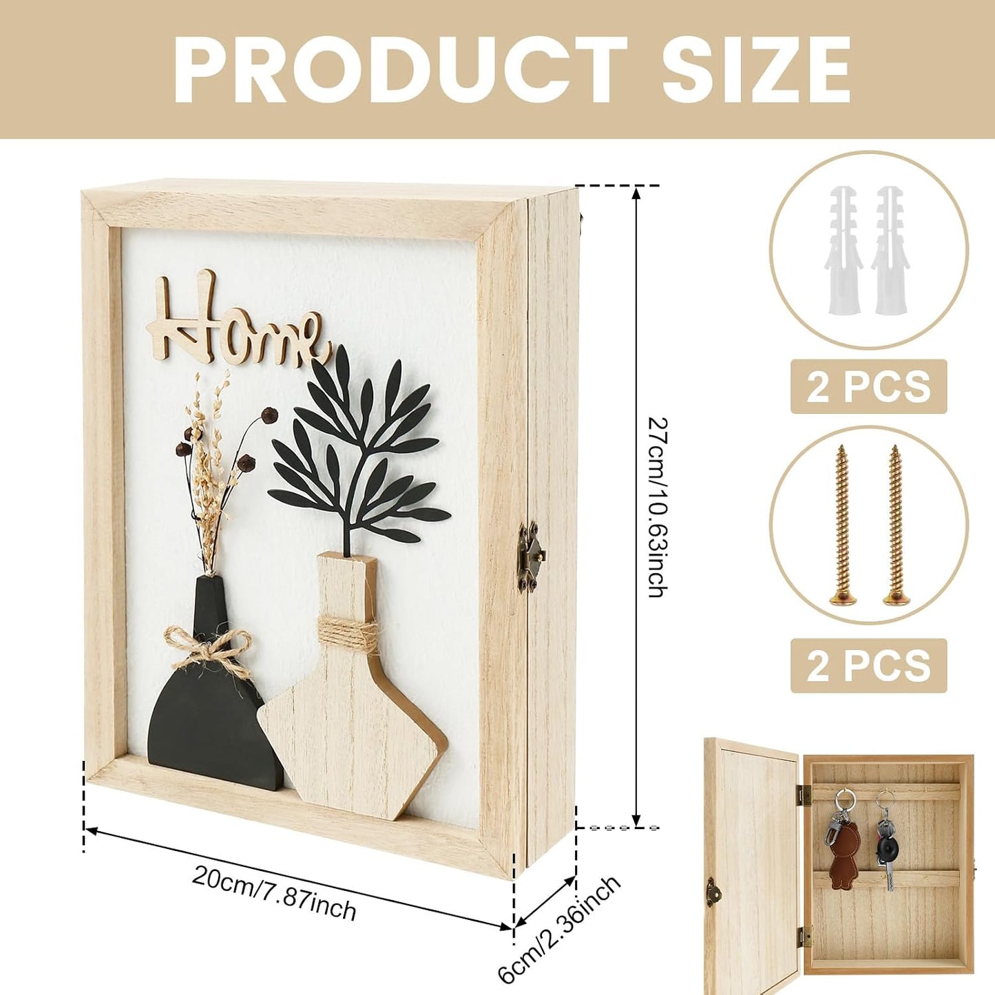 6 Hooks Rustic Access Card Hanger / Beige A