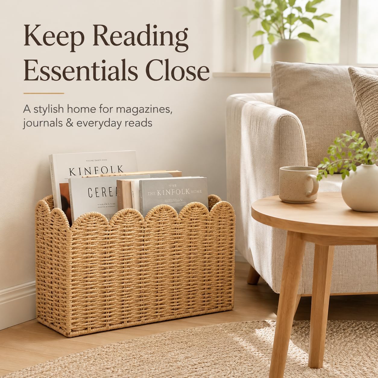 Tall Narrow Wicker Magazine Basket