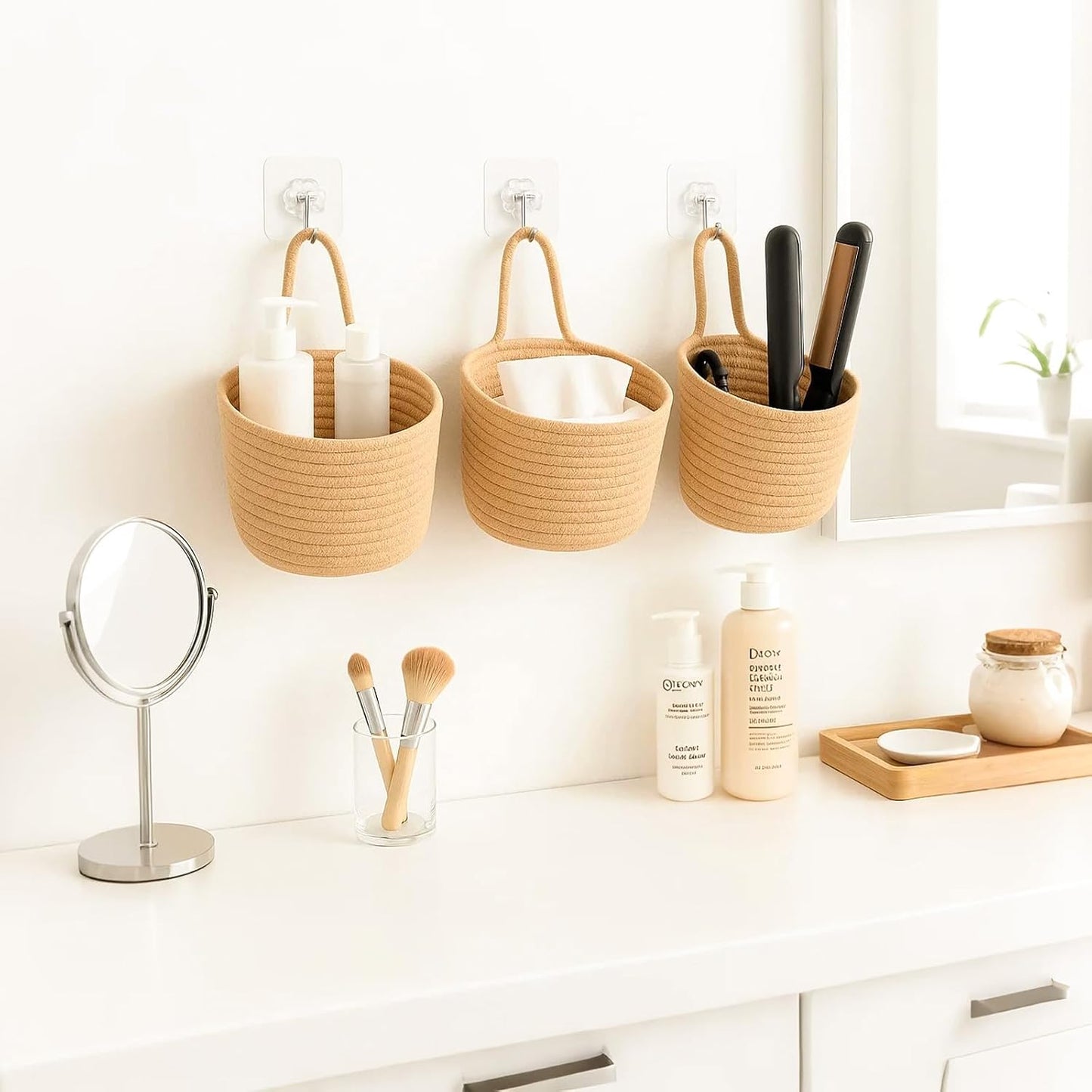 Boho Pouchs Bag Organizers / Jute / Set of 3