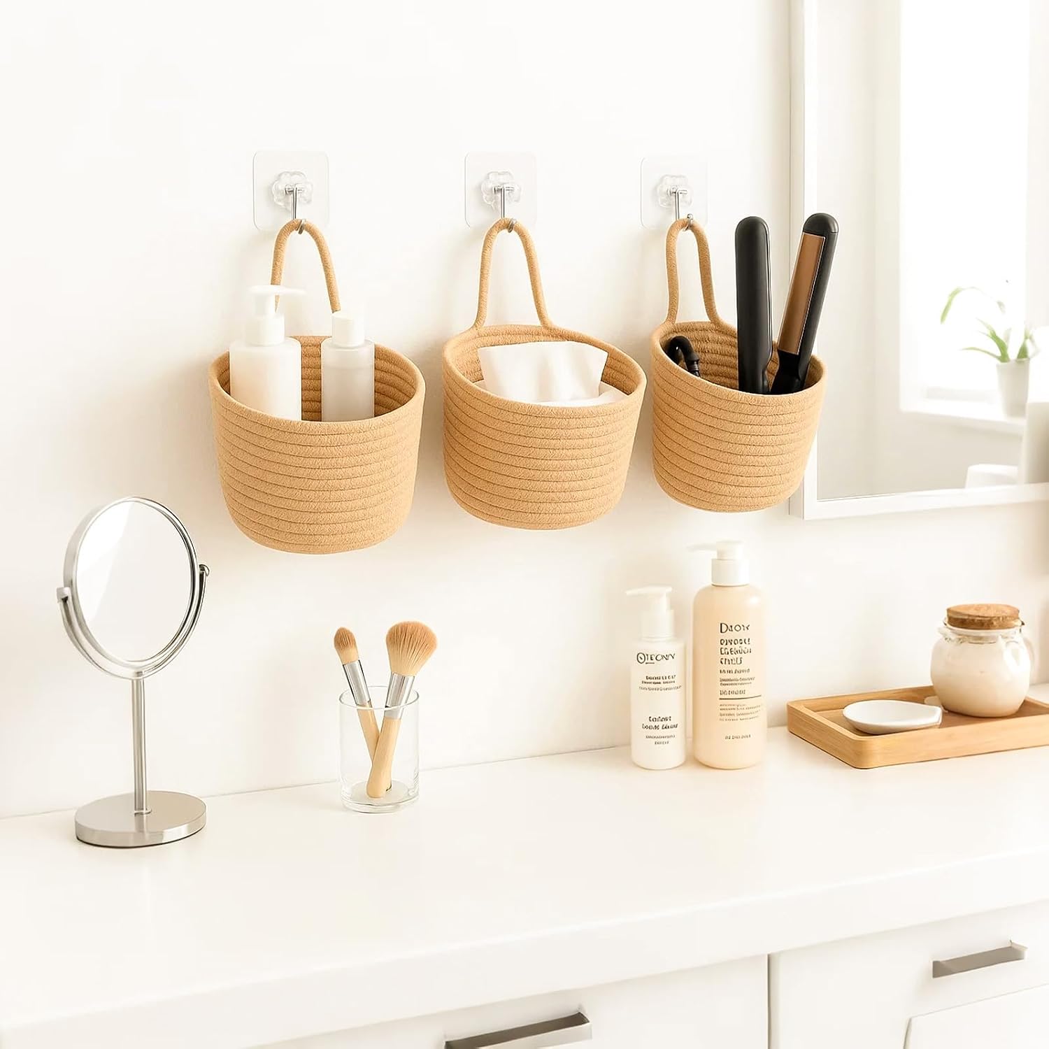Boho Pouchs Bag Organizers / Jute / Set of 3