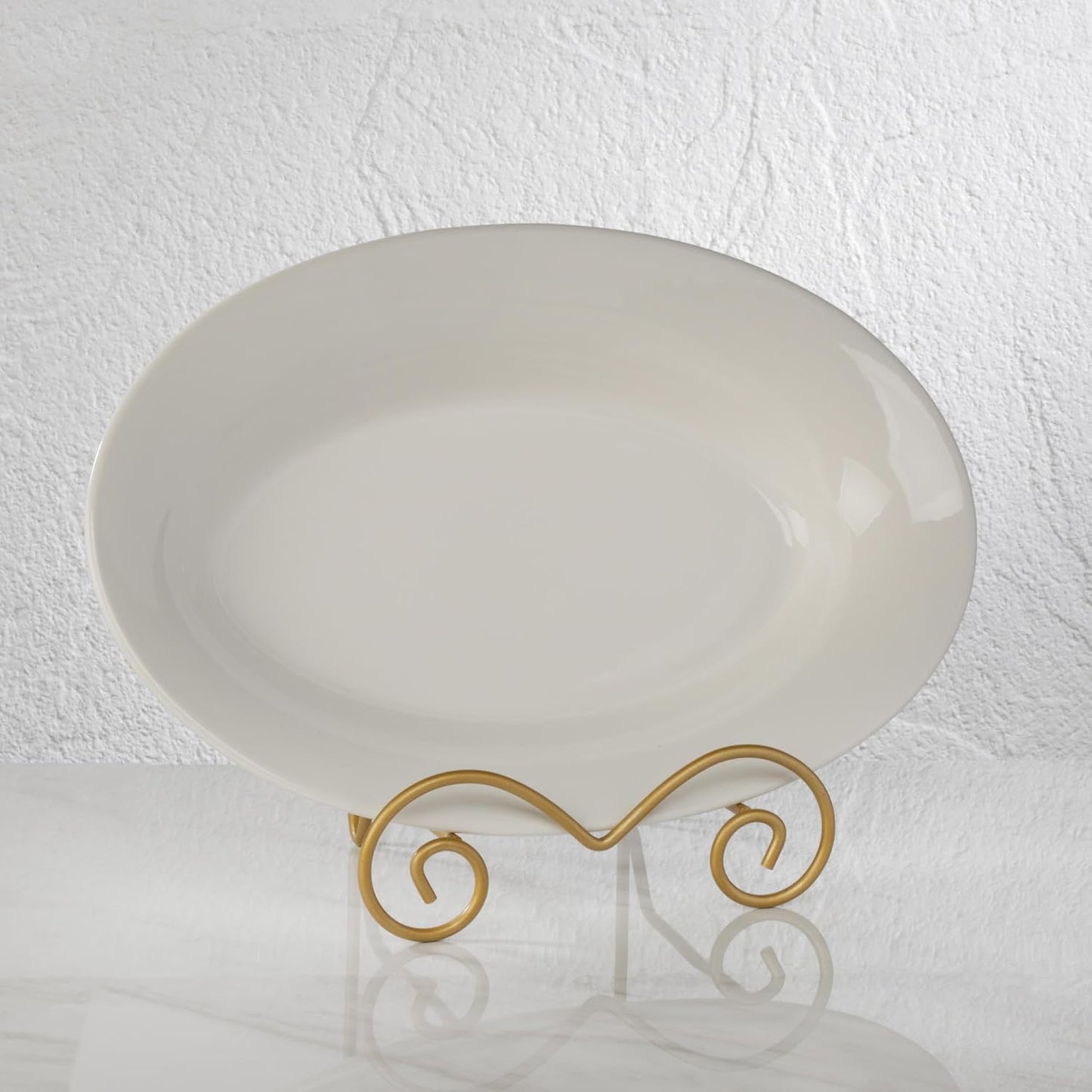 TRIPAR Stratford 9" Large Gold Metal Bowl Stand Display Rack Easel for Bowls, Platters, Cookbooks, Plates and Artwork