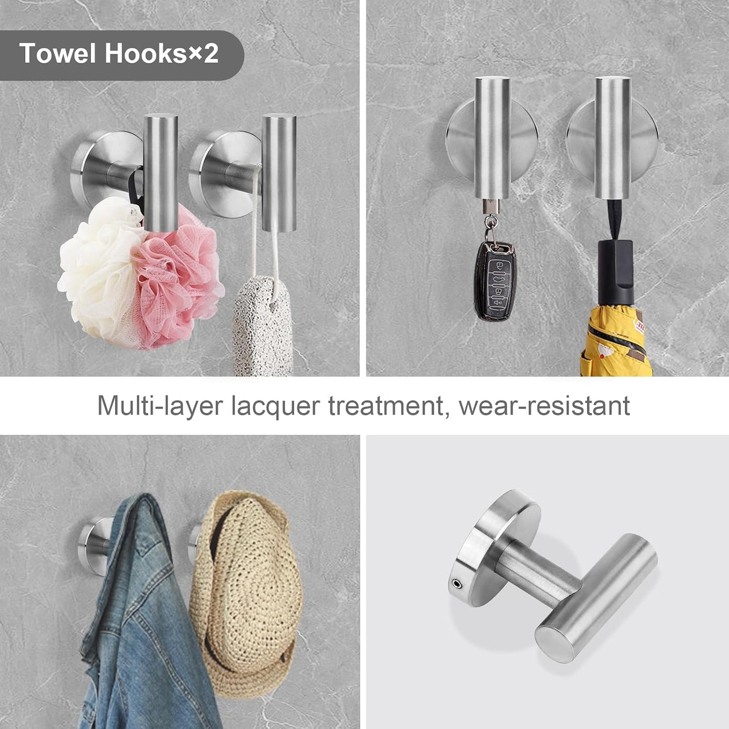 Brushed Nickel Bathroom Hardware Accessories Set 5 Piece, Stainless Steel Bath Towel Bar Set 24 Inch,Toilet Paper
