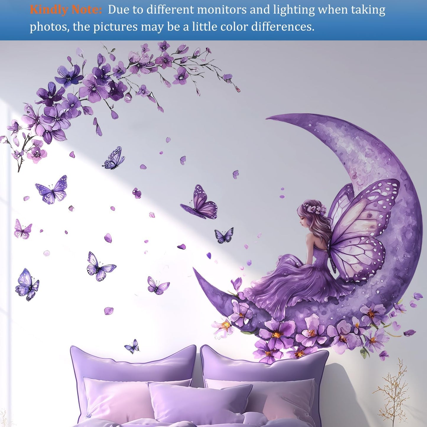 Fairy Wall Decals Peel and Stick / Watercolor, Fantasy, Boho, Magical, Ethereal / Purple