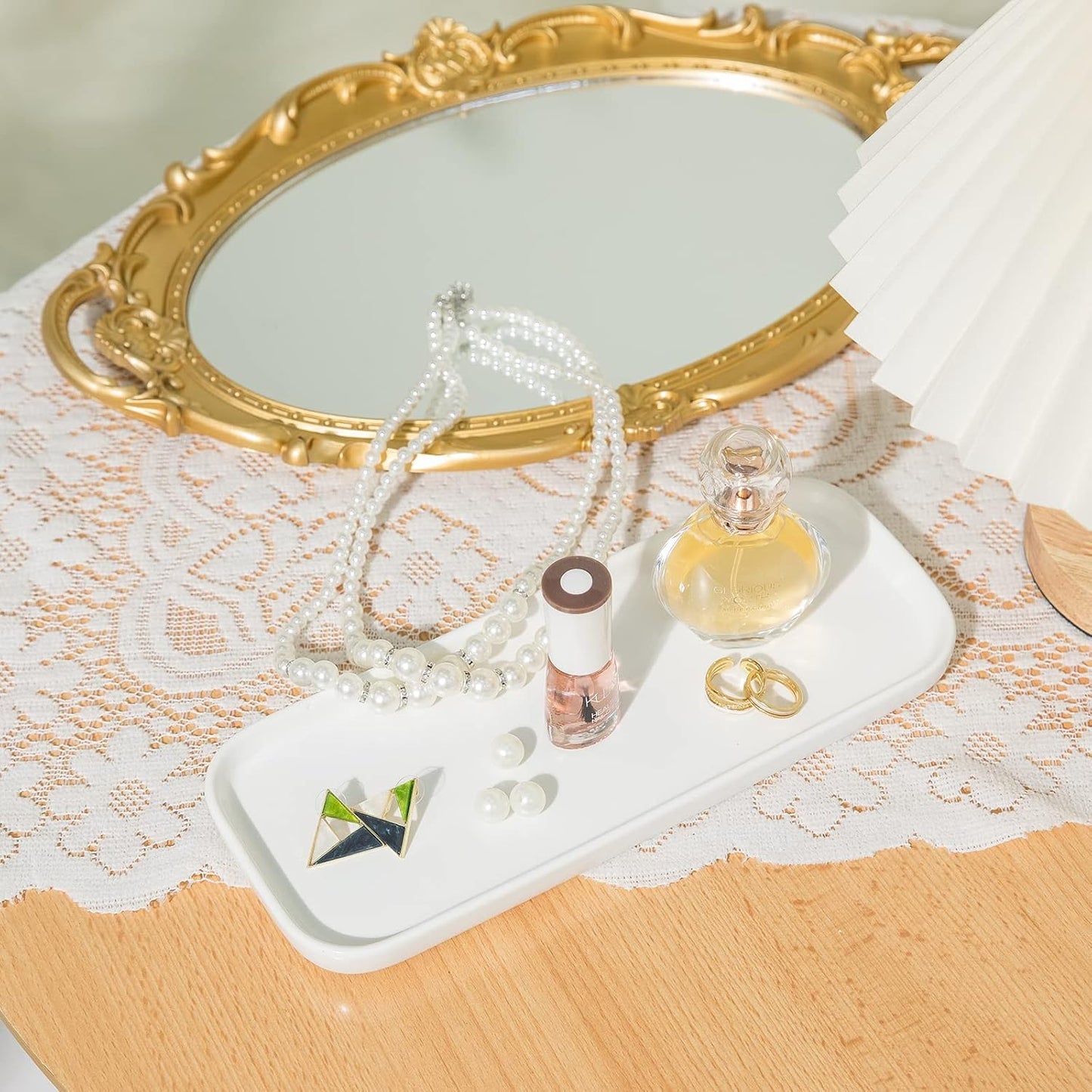 Ceramic Bathroom Tray / White / 9.8 x 3.9 x 0.7