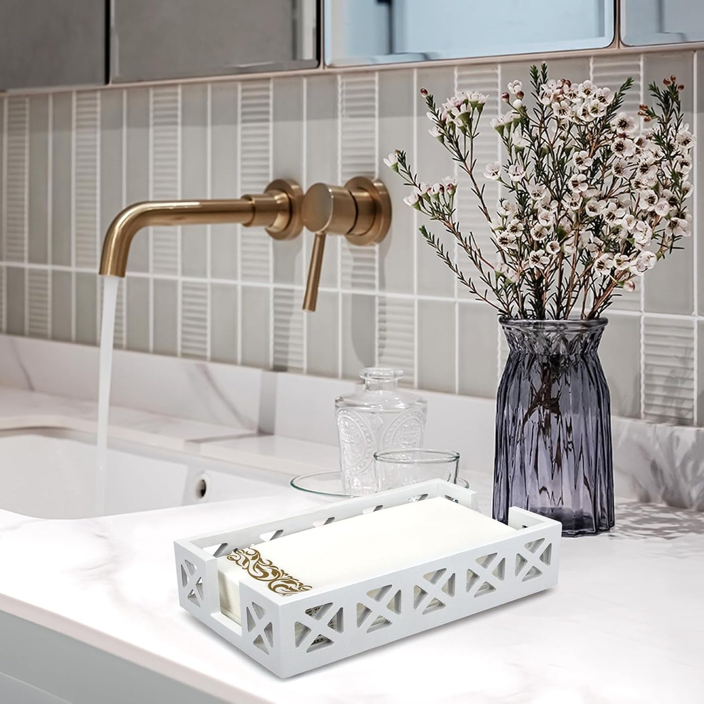 Guest Towel Holder Tray / White