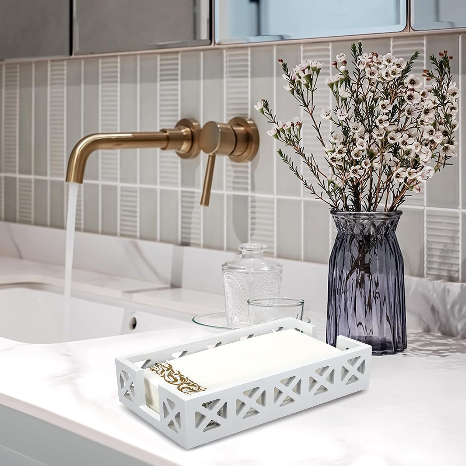 Guest Towel Holder Tray / White
