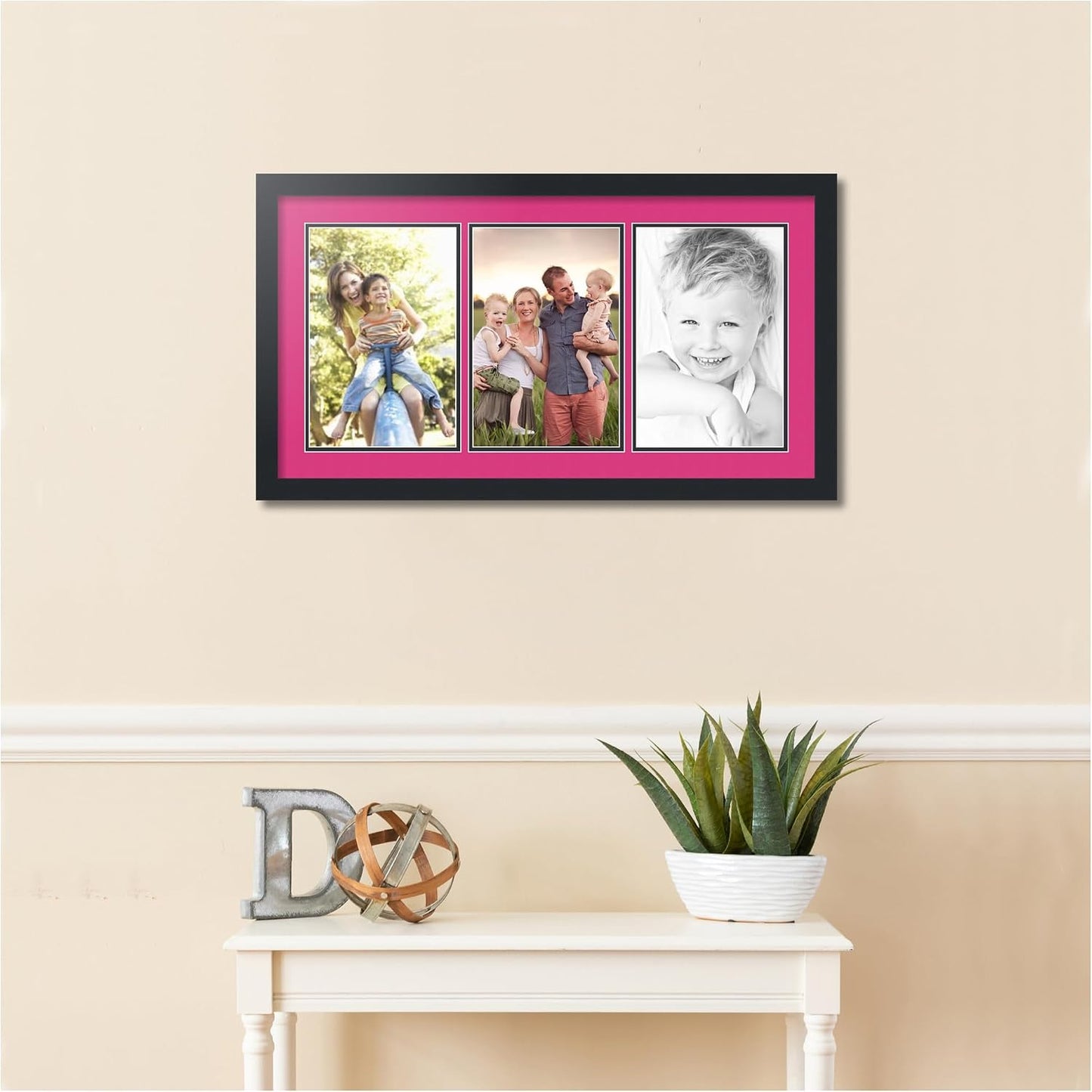 ArtToFrames Collage Picture Frame 3 Opening 3-8x12 Photo Frame | Made in USA | Black Frame Tulip and Black Mats | Wall