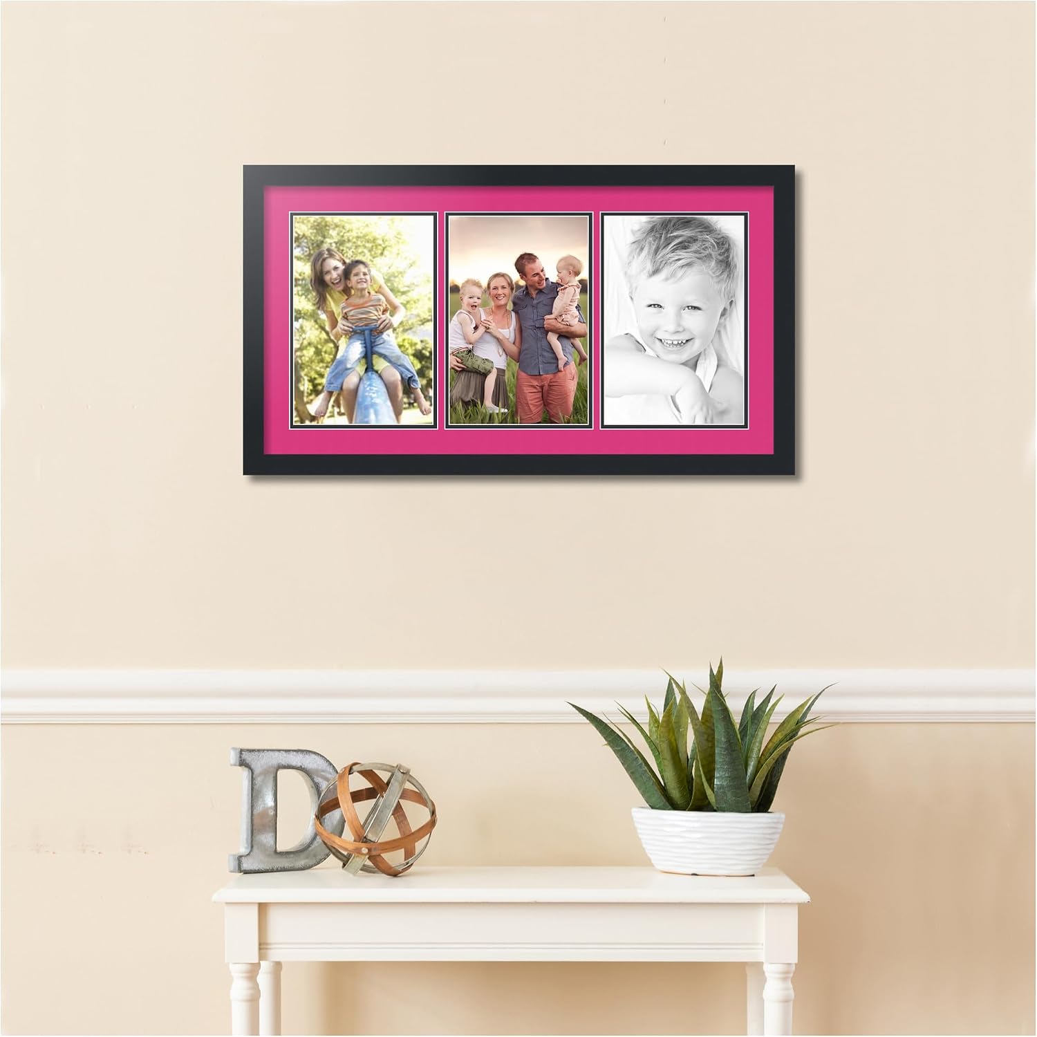 ArtToFrames Collage Picture Frame 3 Opening 3-8x12 Photo Frame | Made in USA | Black Frame Tulip and Black Mats | Wall