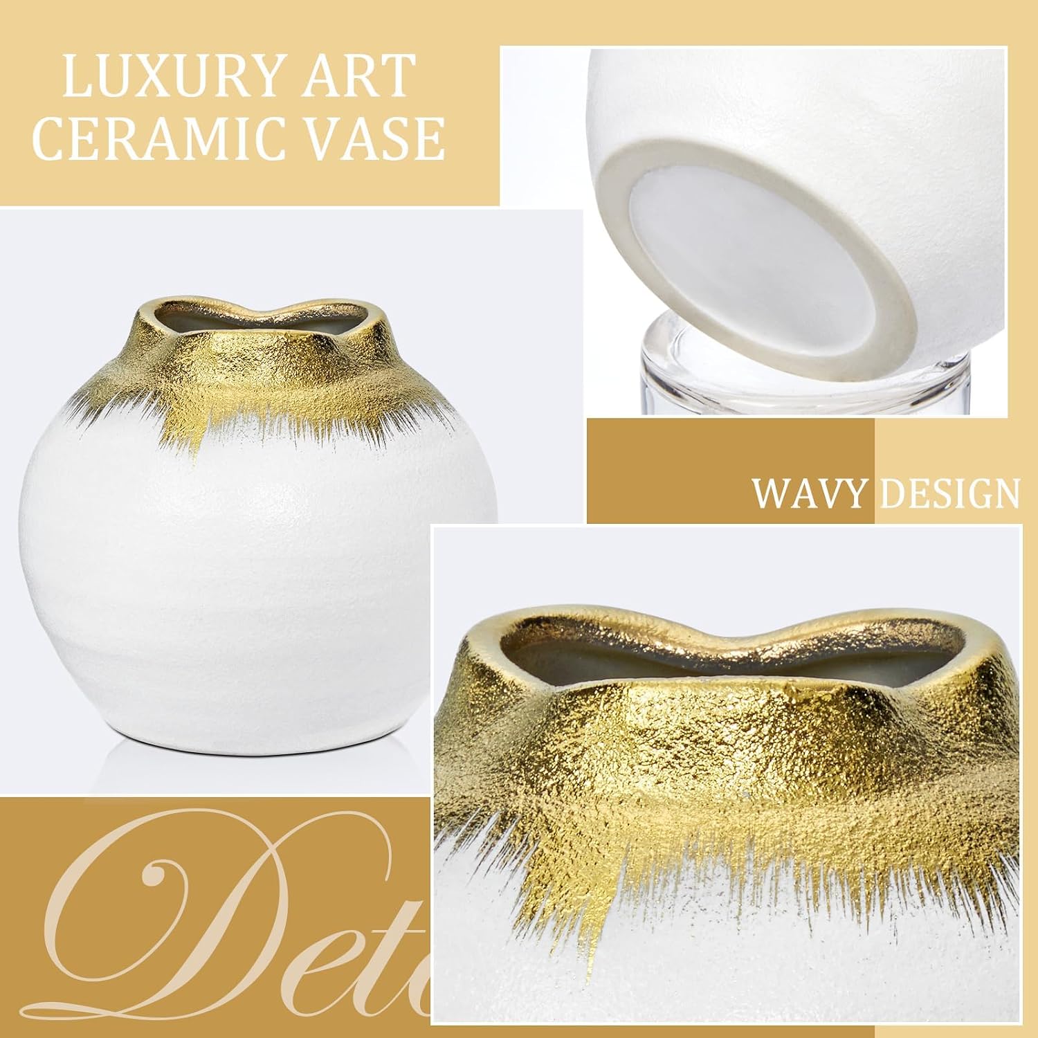 Boho Vase / Ceramic Flower Vase / White