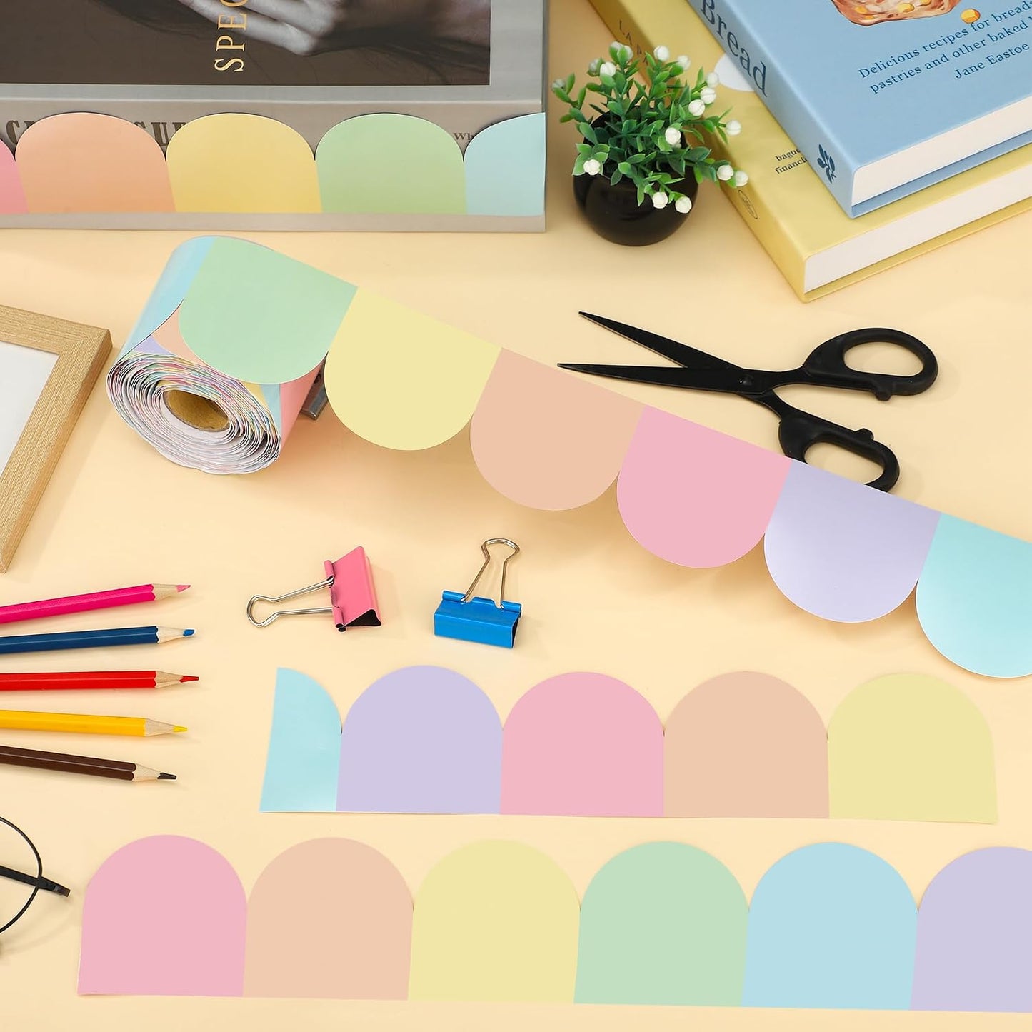 Pastel Bulletin Board Borders Colorful Scalloped Border Trim Roll Rainbow Bulletin Board / 68.9 ft