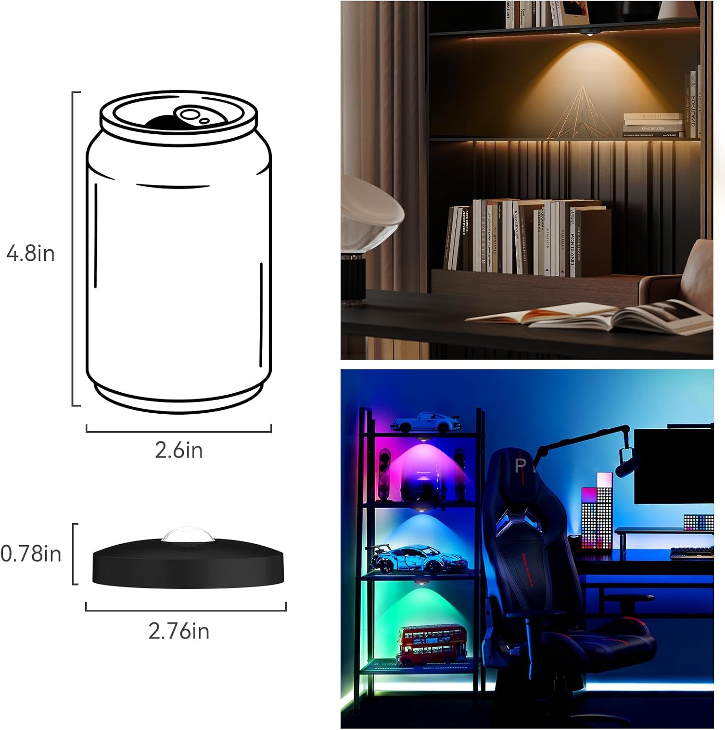 Rechargeable Puck Lights with Remote, 12 Pack Magnetic Under Cabinet Lighting, 1500mAh Battery Operated LED Tap Lights