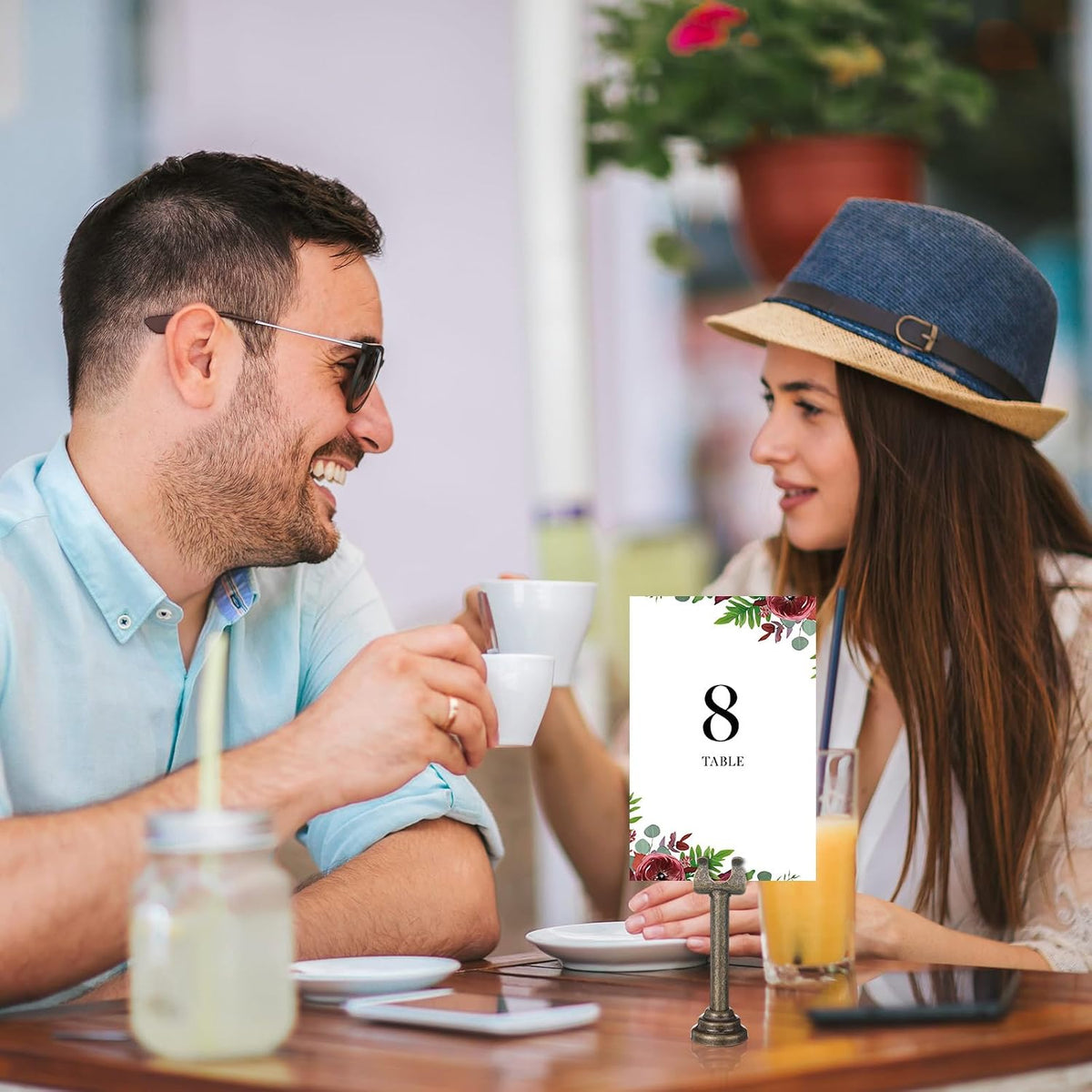 24 Pcs Bronze Metal Table Number Holders 3.15 Inch Wedding Place Card Holders Bulk Harp Clip Table Sign Stands Card
