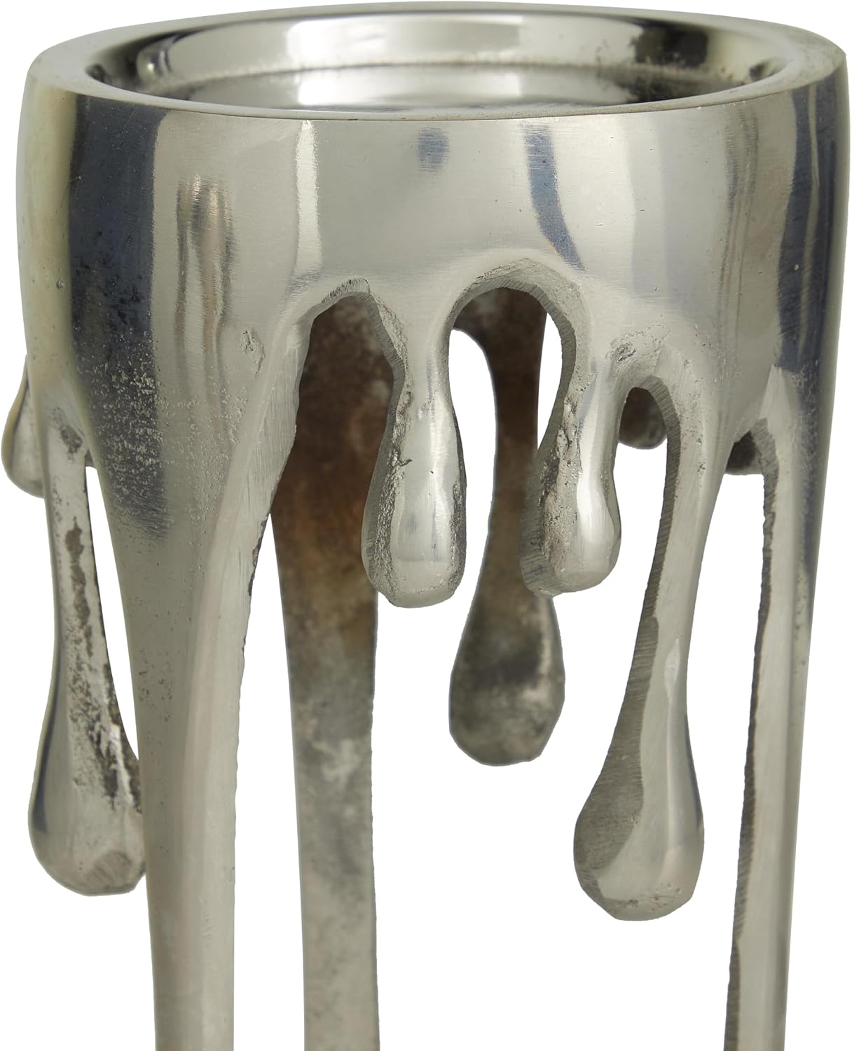 CosmoLiving by Cosmopolitan Aluminum Metal Abstract Decorative Candle Holder Melting Drip Candle Stand, Set of 3