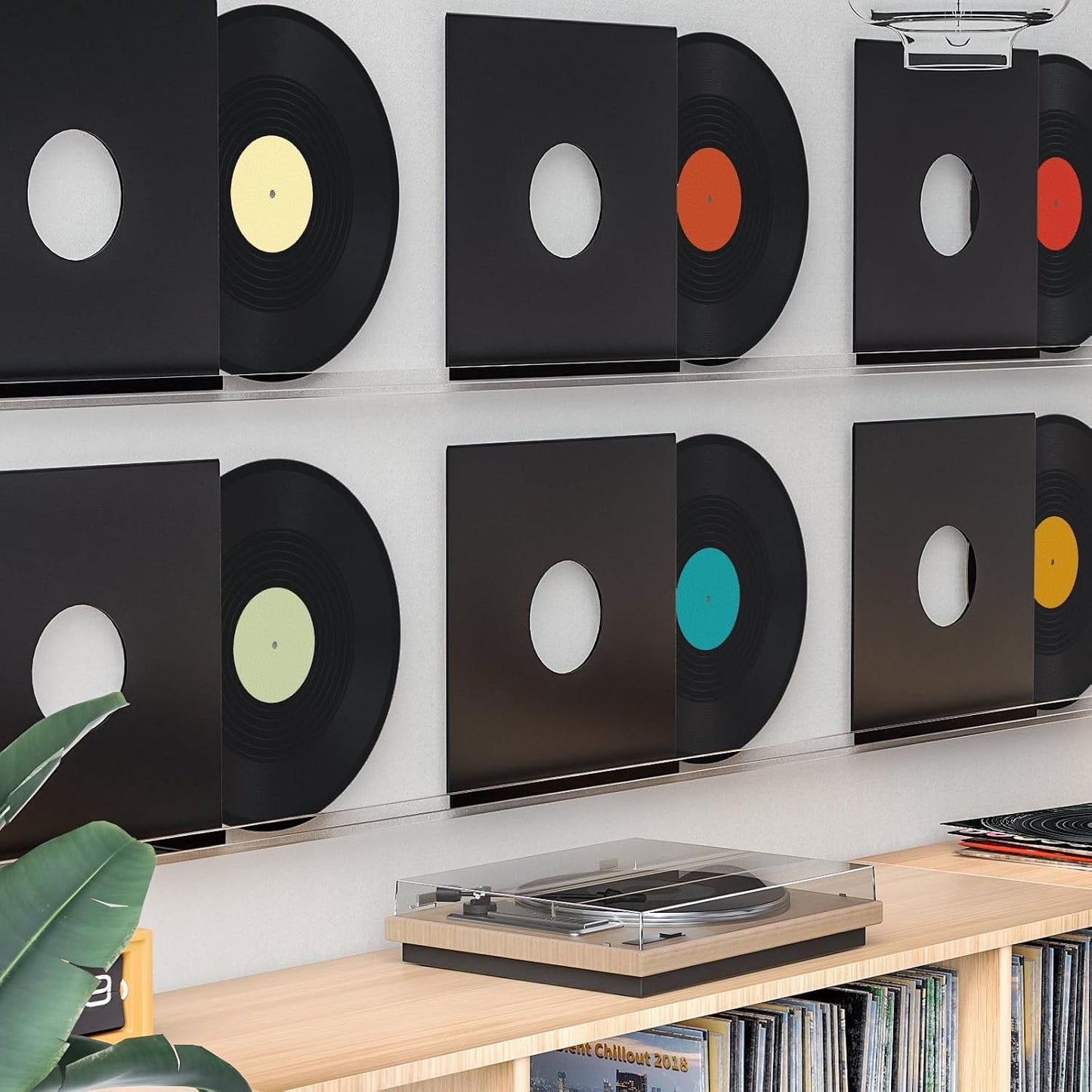 Facmogu 12 Inch Vinyl Wall Decor 6 Pack, Fake Vinyl Records Decorations | For Aesthetic Party Decor Artist Studio