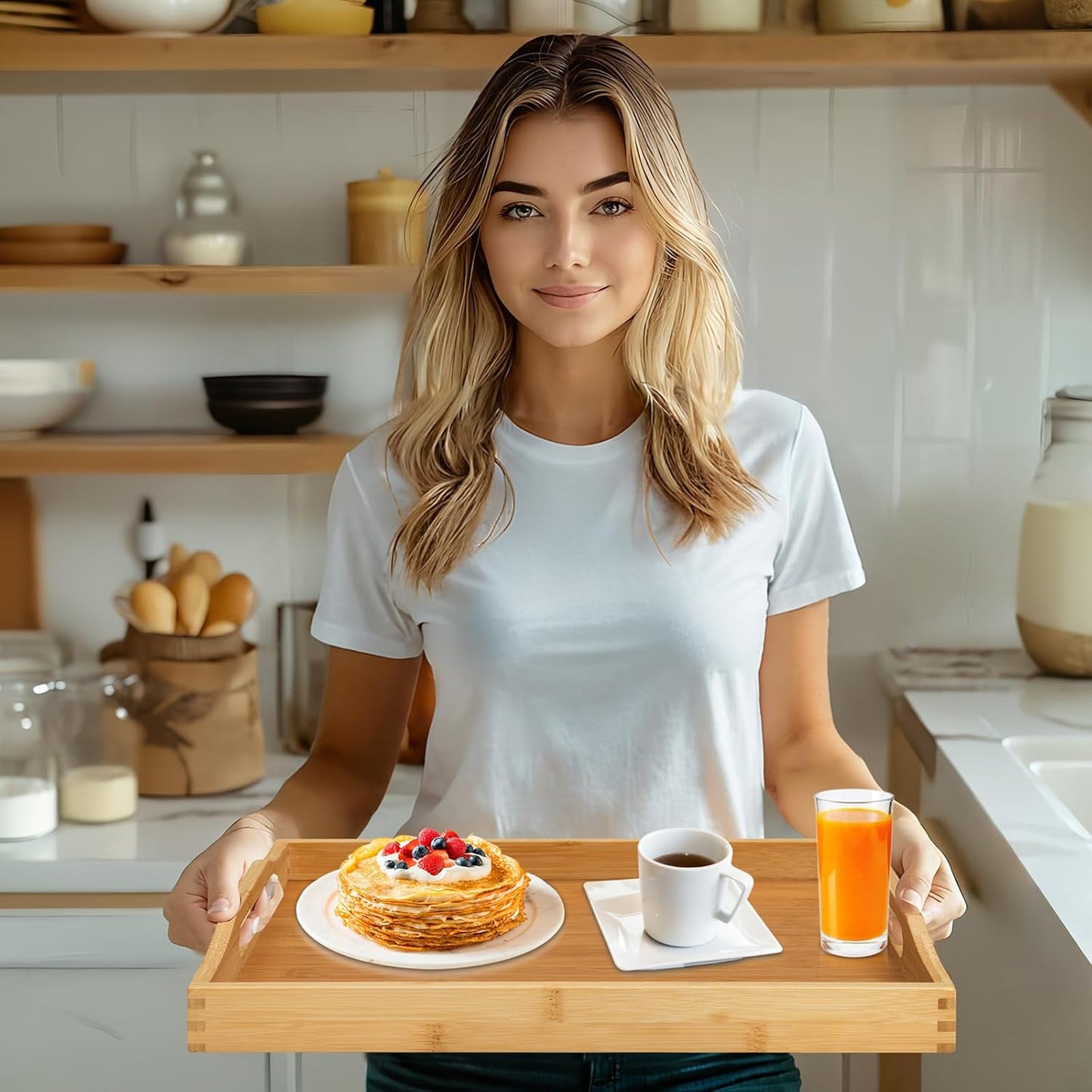 Wood Tray for Tea / Beige