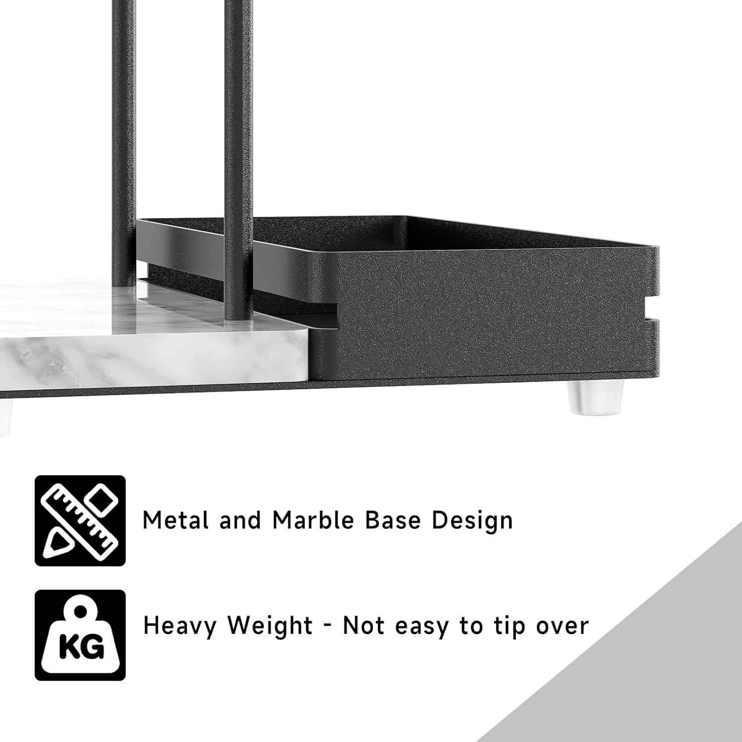 Napkin Holder / Salt and Pepper Shakers Caddy / Black / Marble