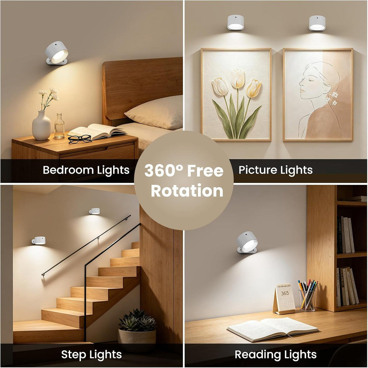 AKSDA 3Pack Battery Operated Wall Sconce, 3 Color Modes 3 Brightness Levels 360°Rotation Lighting Timer Touch & Remote
