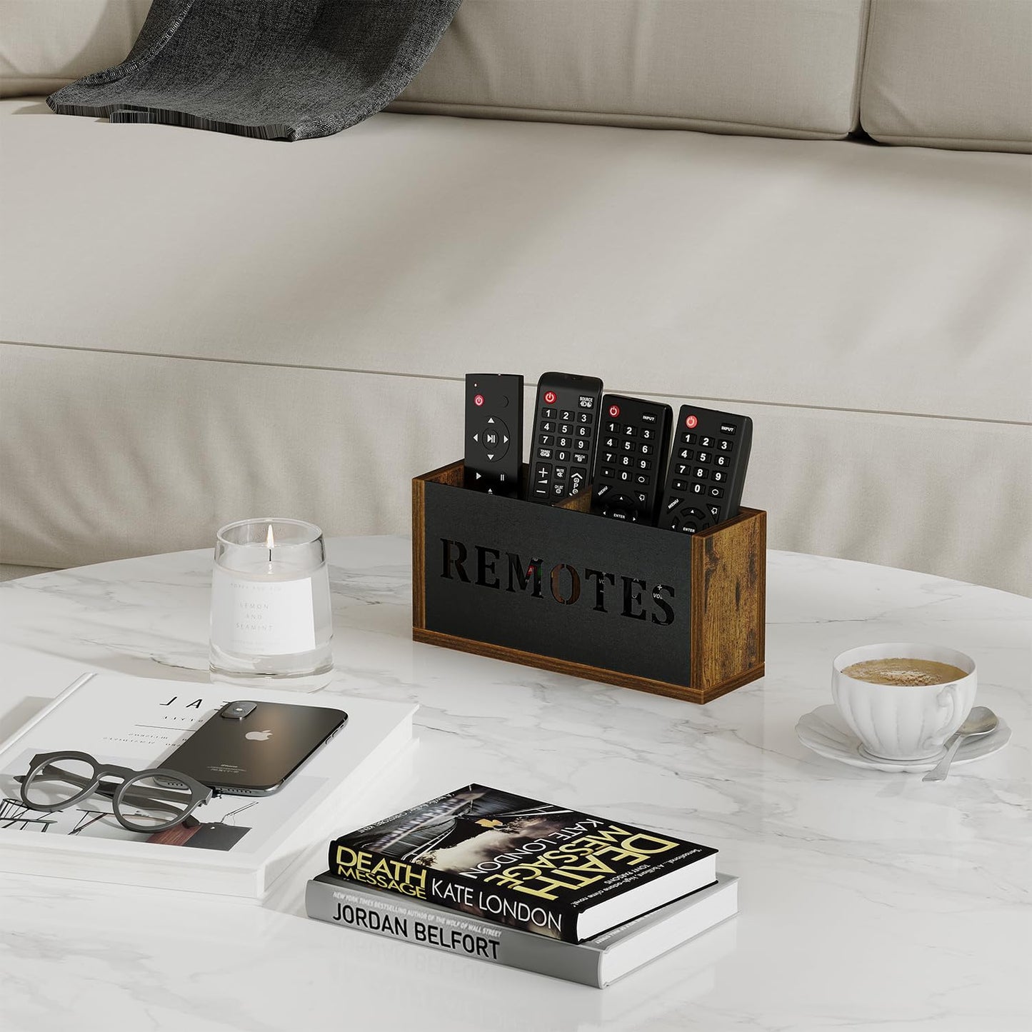 Remote Organizer Divided / Rustic Brown - Style B / Small