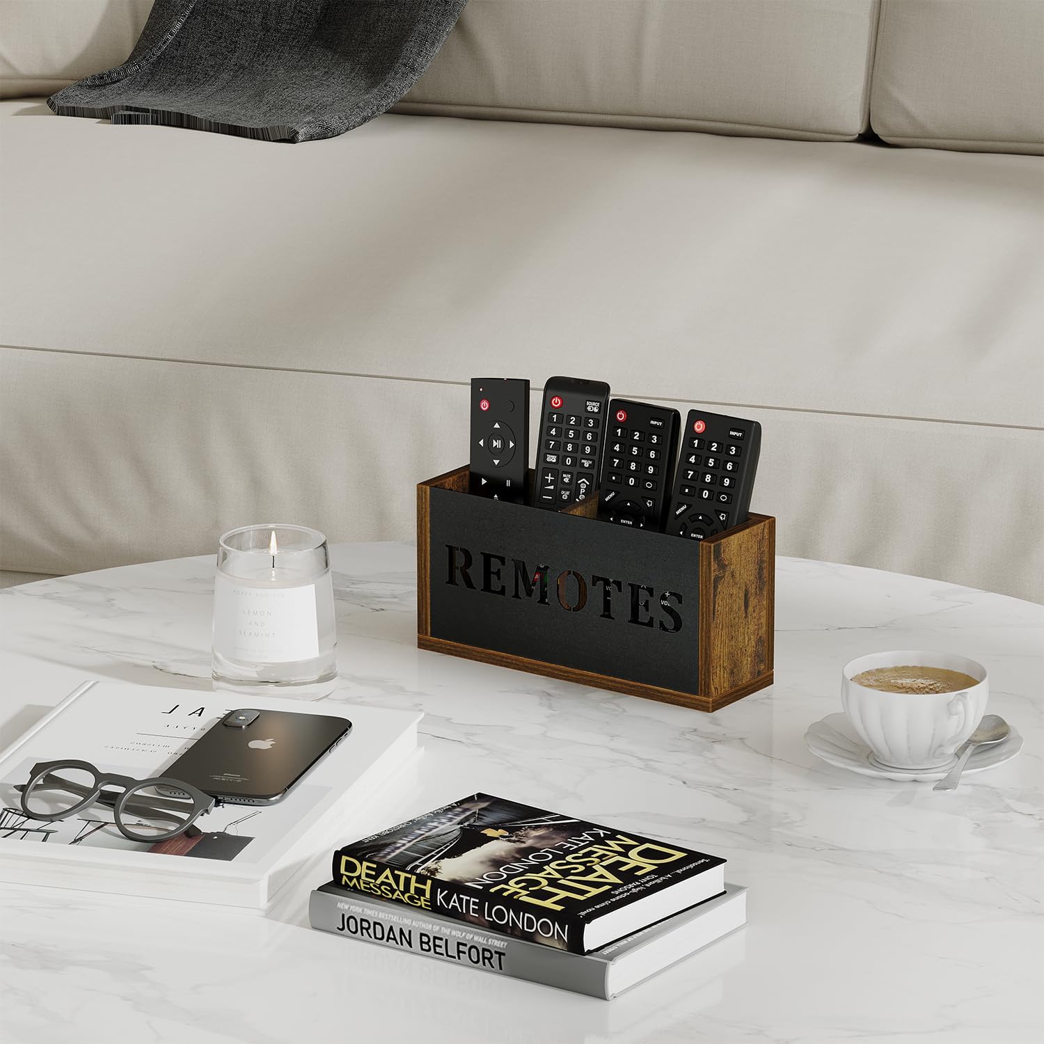 Remote Organizer Divided / Rustic Brown - Style B / Small