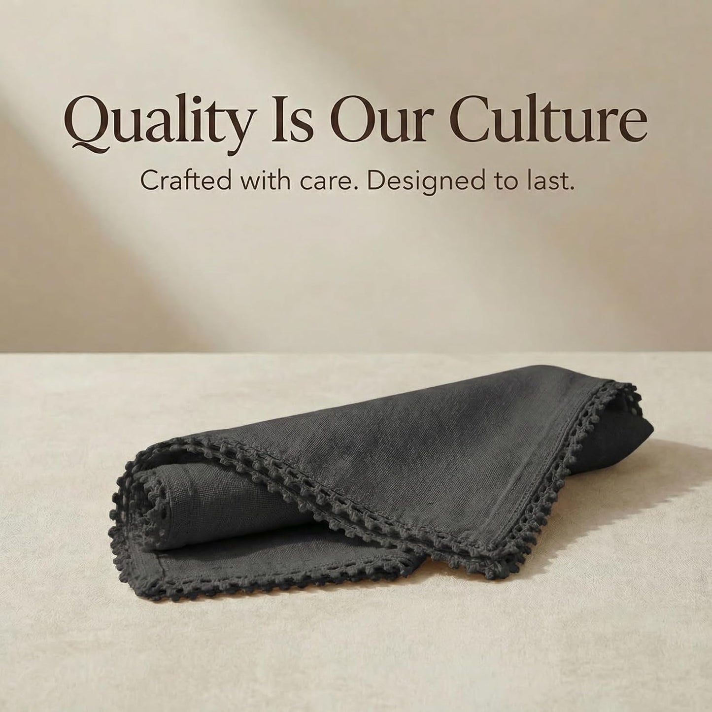 ACCENTHOME Black Cloth Napkins Set of 12 18x18 inch Cotton Dinner Napkins - Washable Soft Premium Hotel Quality