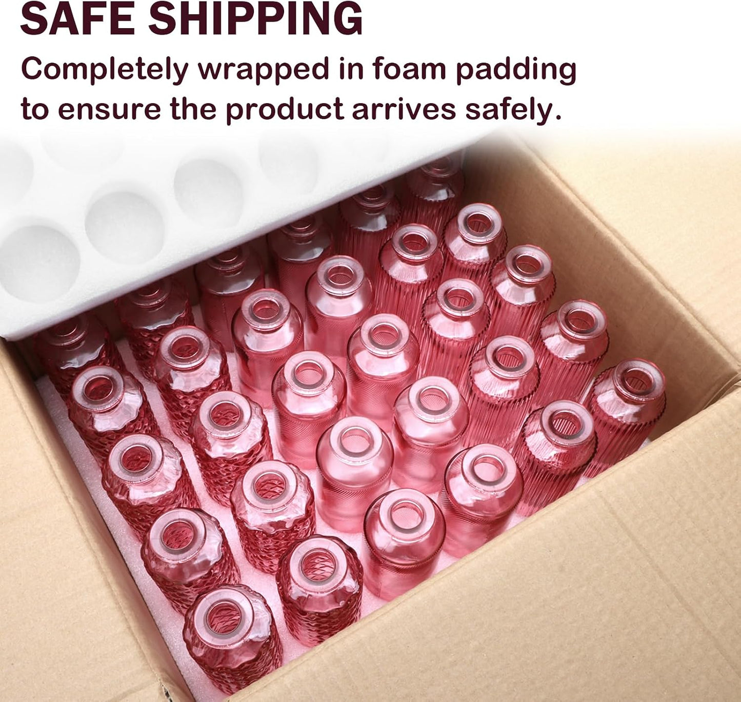 Glass Bud Vases / Pink / Set of 30