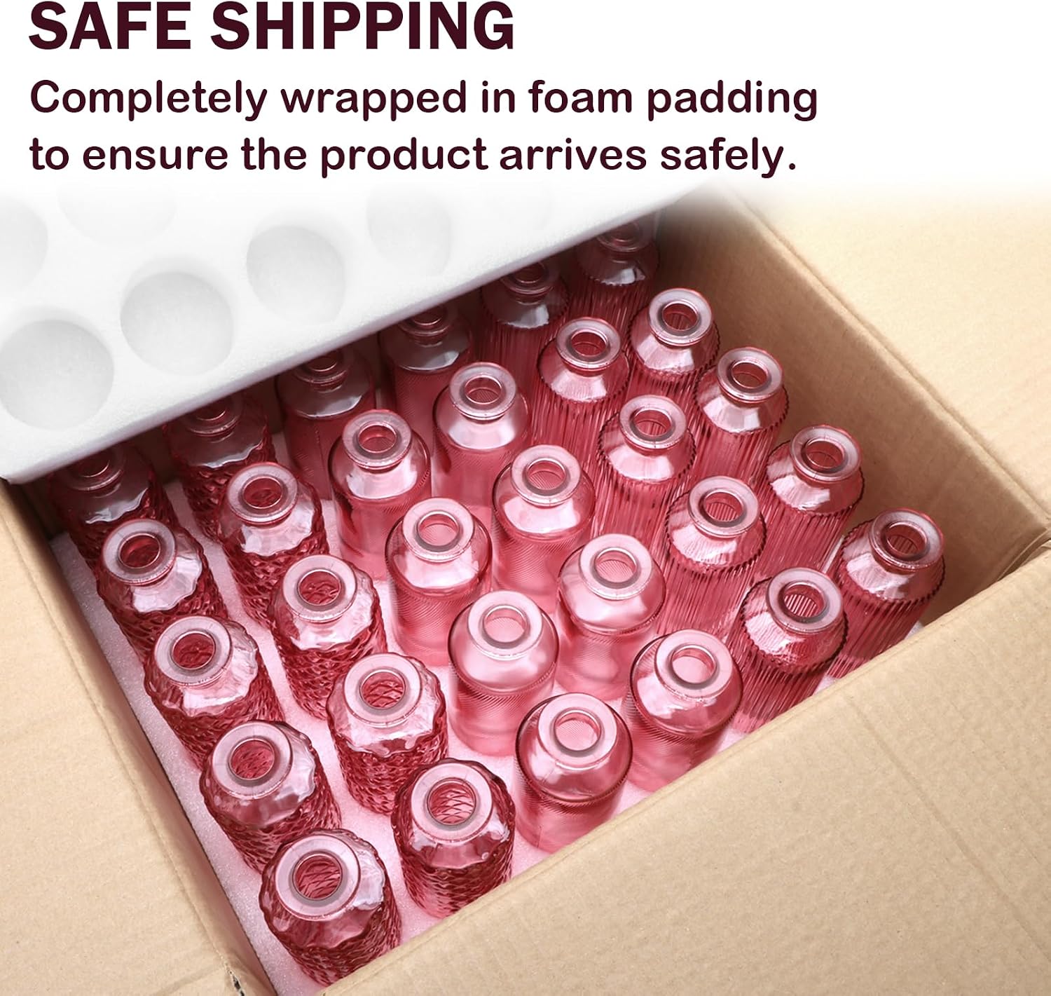 Glass Bud Vases / Pink / Set of 30